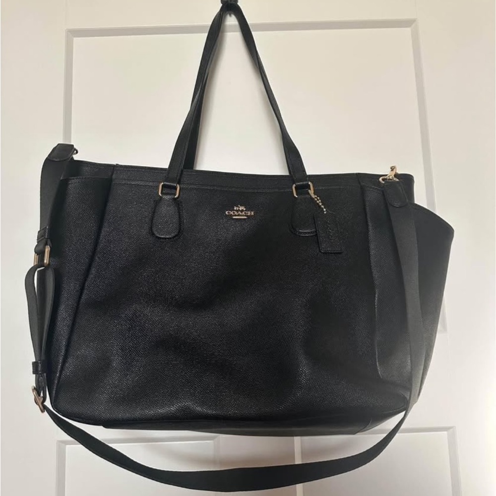 Coach Black Leather Tote Diaper Bag